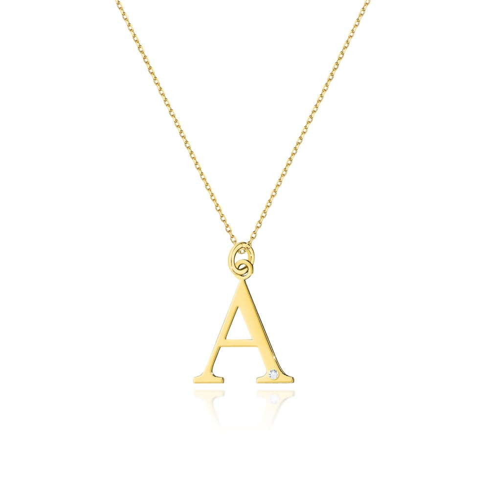 Colier Aur 14K cu Diamant Natural 0.01 ct (Varianta: Galben)