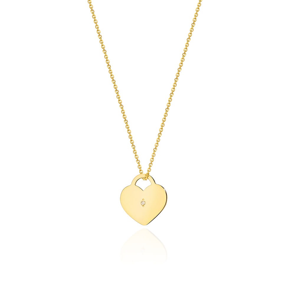 Colier Aur 14K cu Diamant Natural 0.01 ct (Varianta: Galben)