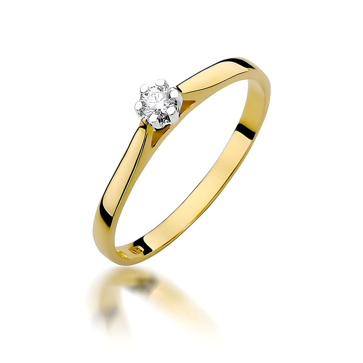 Inel Aur 14K cu Diamant de Laborator 0.10 ct (Varianta: Galben)