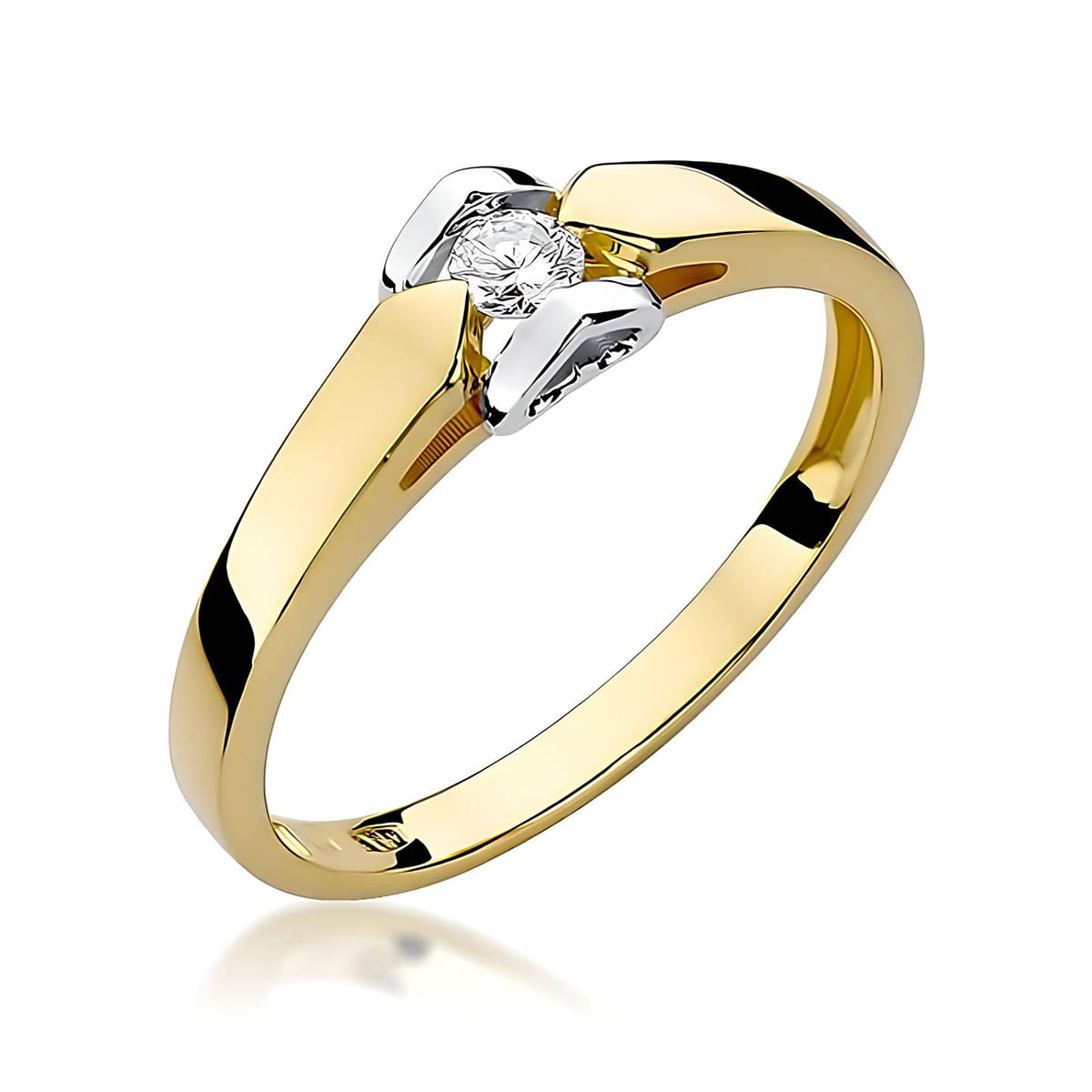 Inel Aur 14K cu Diamant de Laborator 0.10 ct (Varianta: Galben)