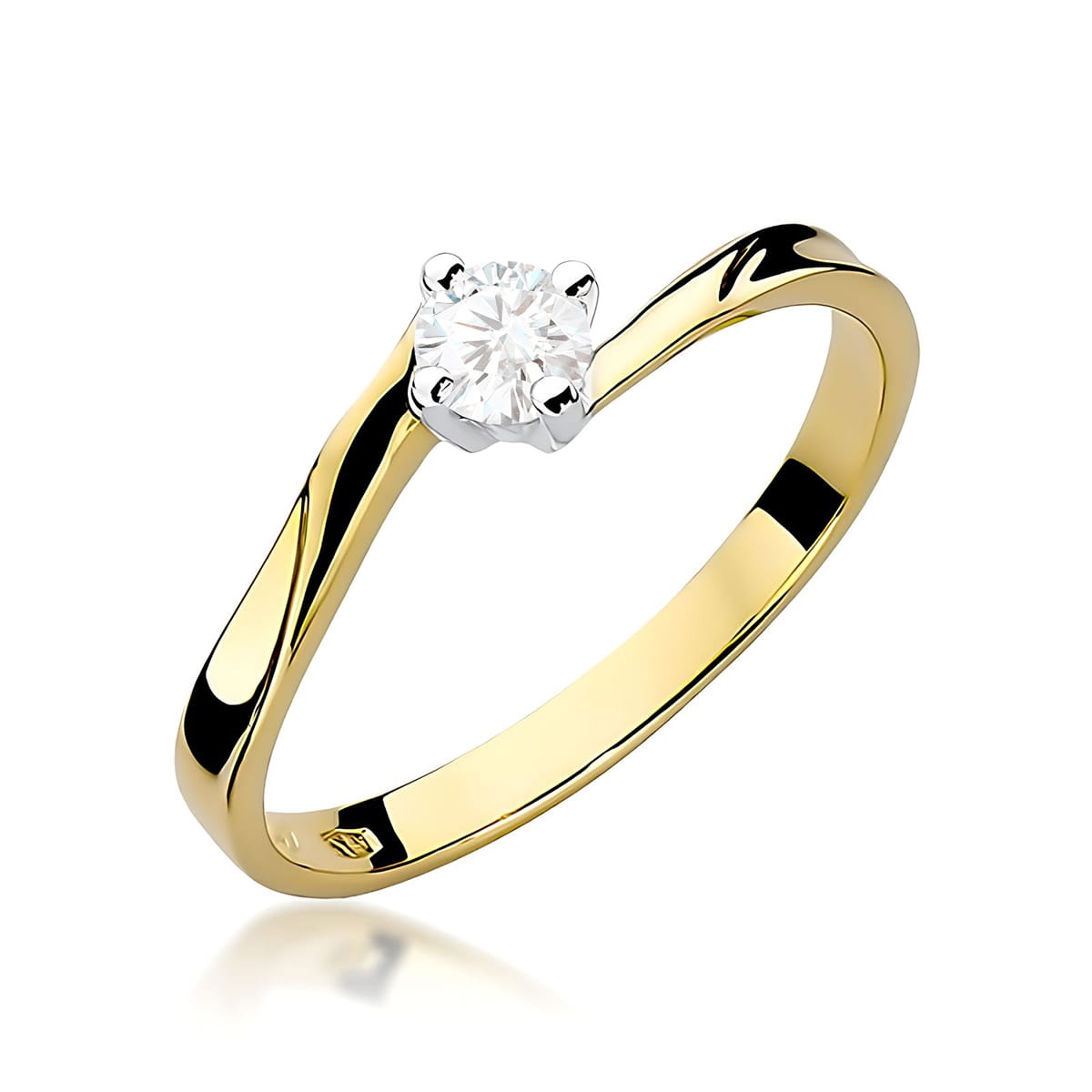 Inel Aur 14K cu Diamant de Laborator 0.20 ct (Varianta: Alb)