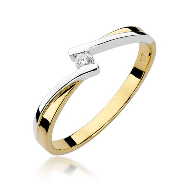 Inel Aur 14K cu Diamant Natural 0.04 ct (Varianta: Galben)