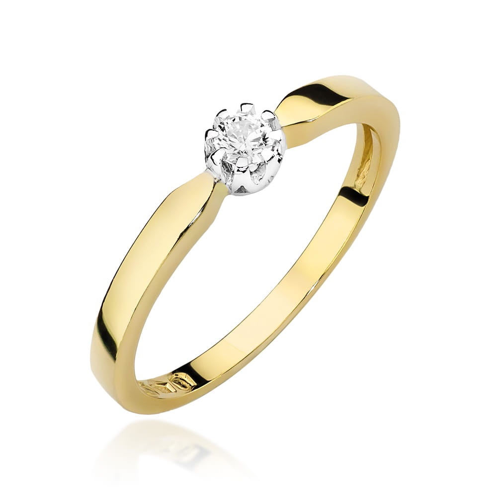 Inel Aur 14K cu Diamant Natural 0.08 ct (Varianta: Galben)