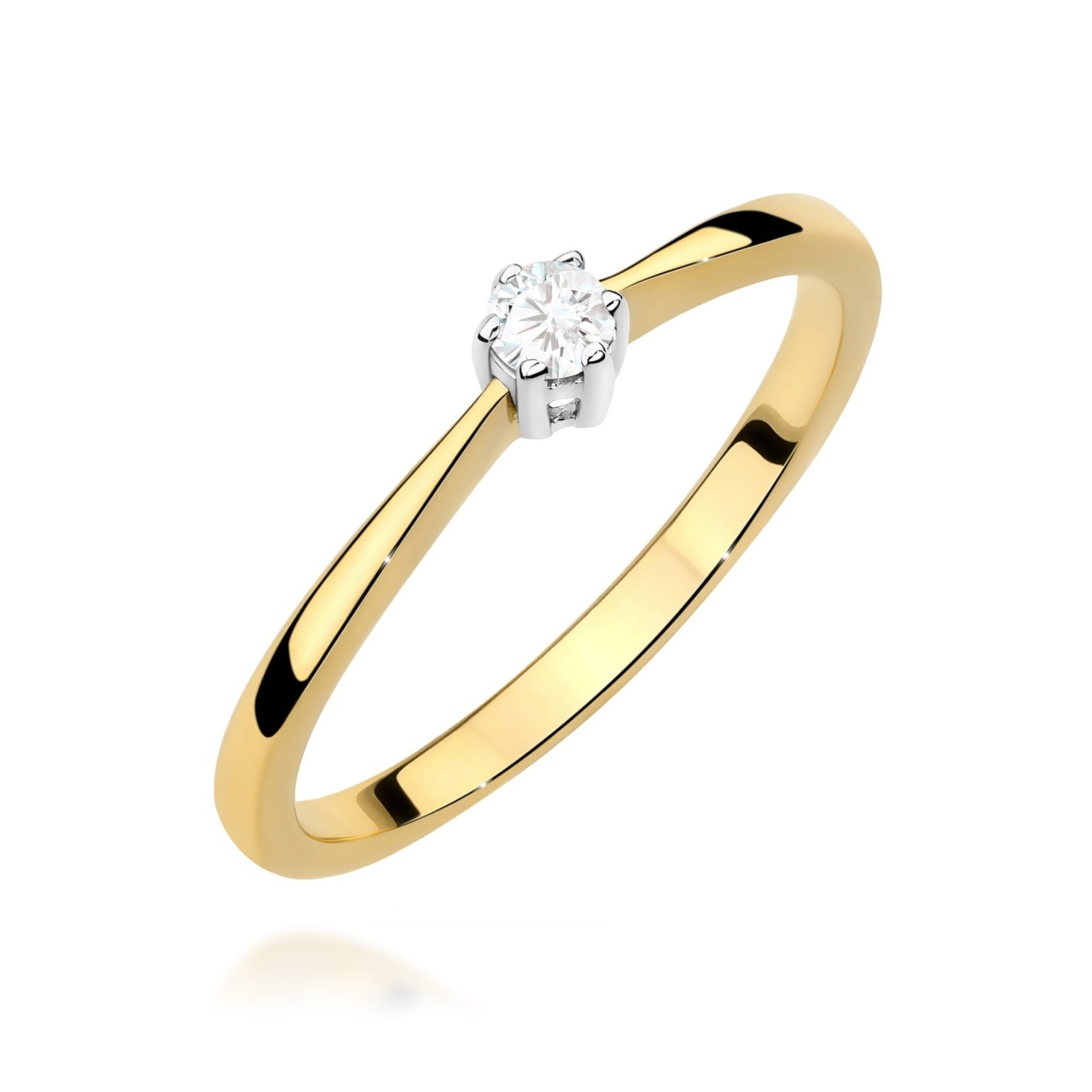 Inel Aur 14K cu Diamant Natural 0.10 ct (Varianta: Galben)