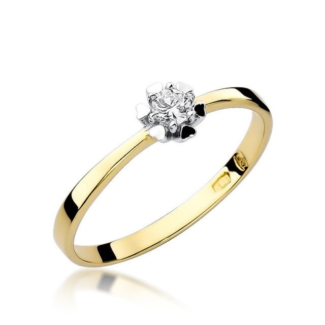 Inel Aur 14K cu Diamant Natural 0.10 ct (Varianta: Galben)