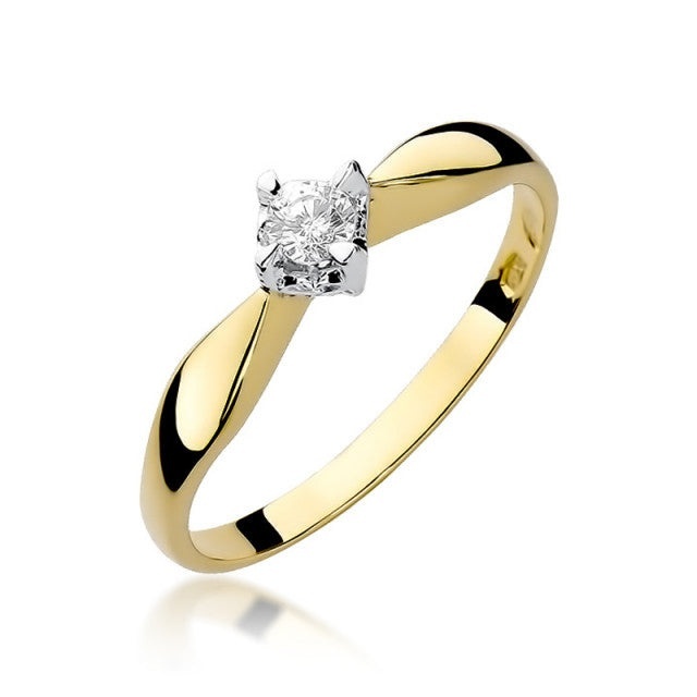 Inel Aur 14K cu Diamant Natural 0.12 ct (Varianta: Galben)