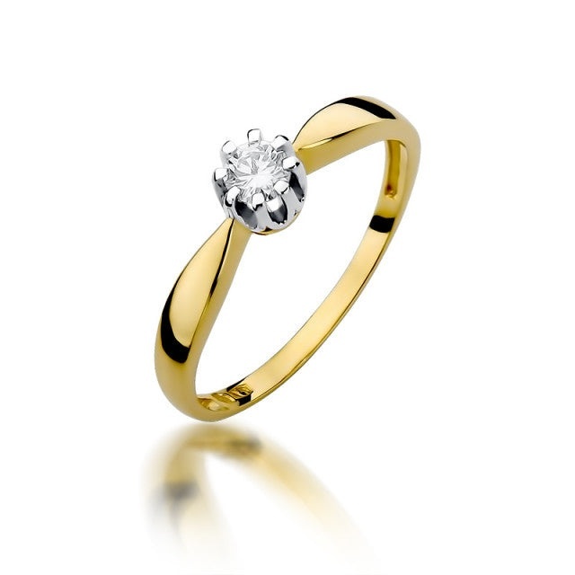 Inel Aur 14K cu Diamant Natural 0.15 ct (Varianta: Galben)