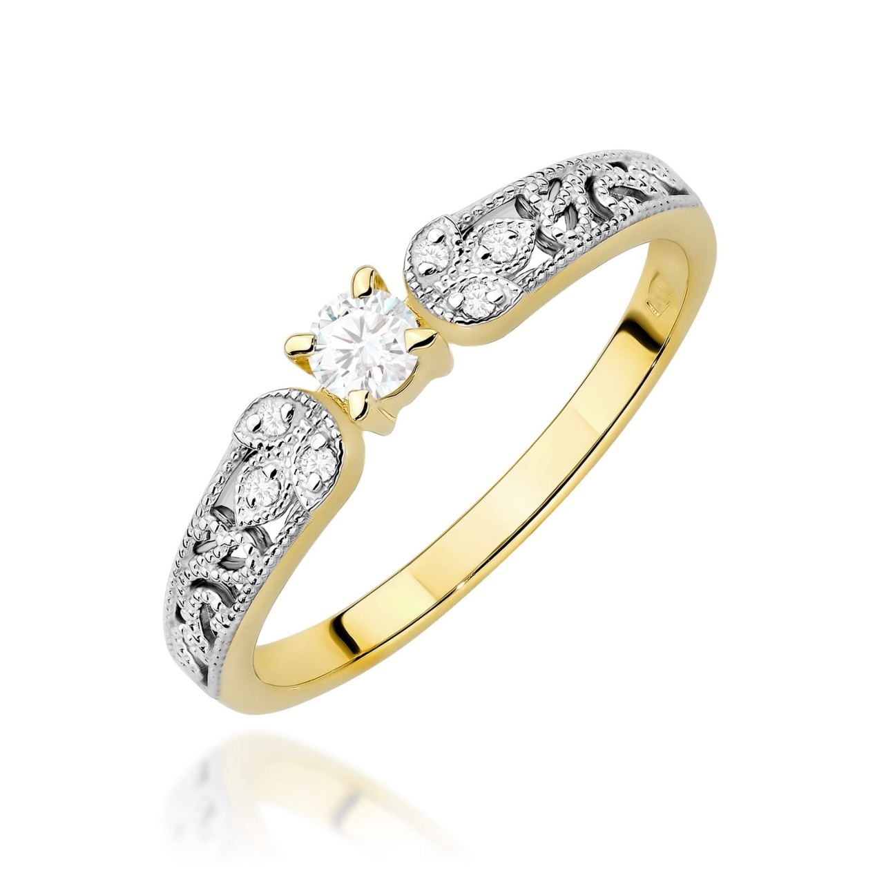 Inel Aur 14K cu Diamante de Laborator 0.13 ct (Varianta: Alb)
