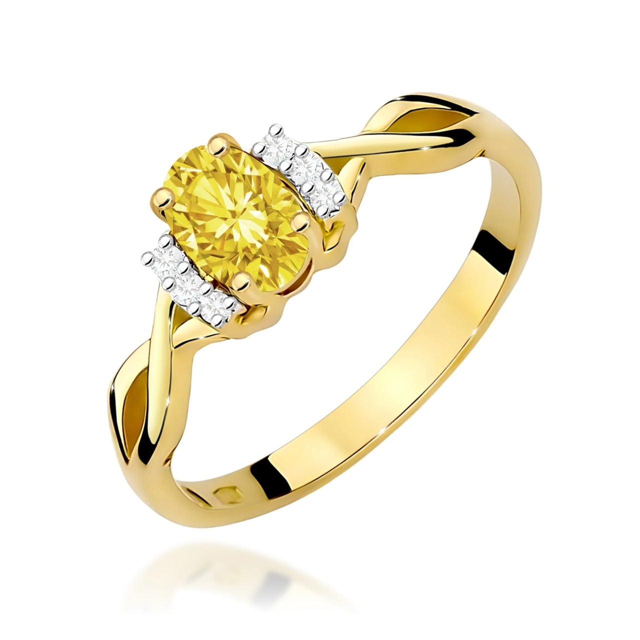 Inel Aur 14K cu Diamante Galbene de Laborator 0.55 ct (Varianta: Galben)