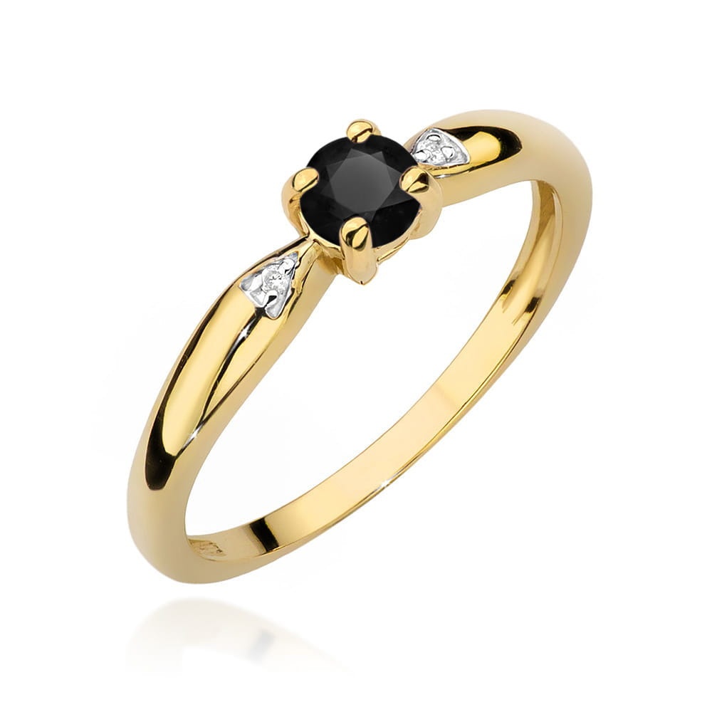 Inel Aur 14K cu Diamante Naturale Albe si Negre 0.13 ct (Varianta: Galben)
