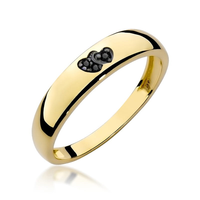 Inel Aur 14K cu Diamante Naturale Negre 0.02 ct (Varianta: Galben)