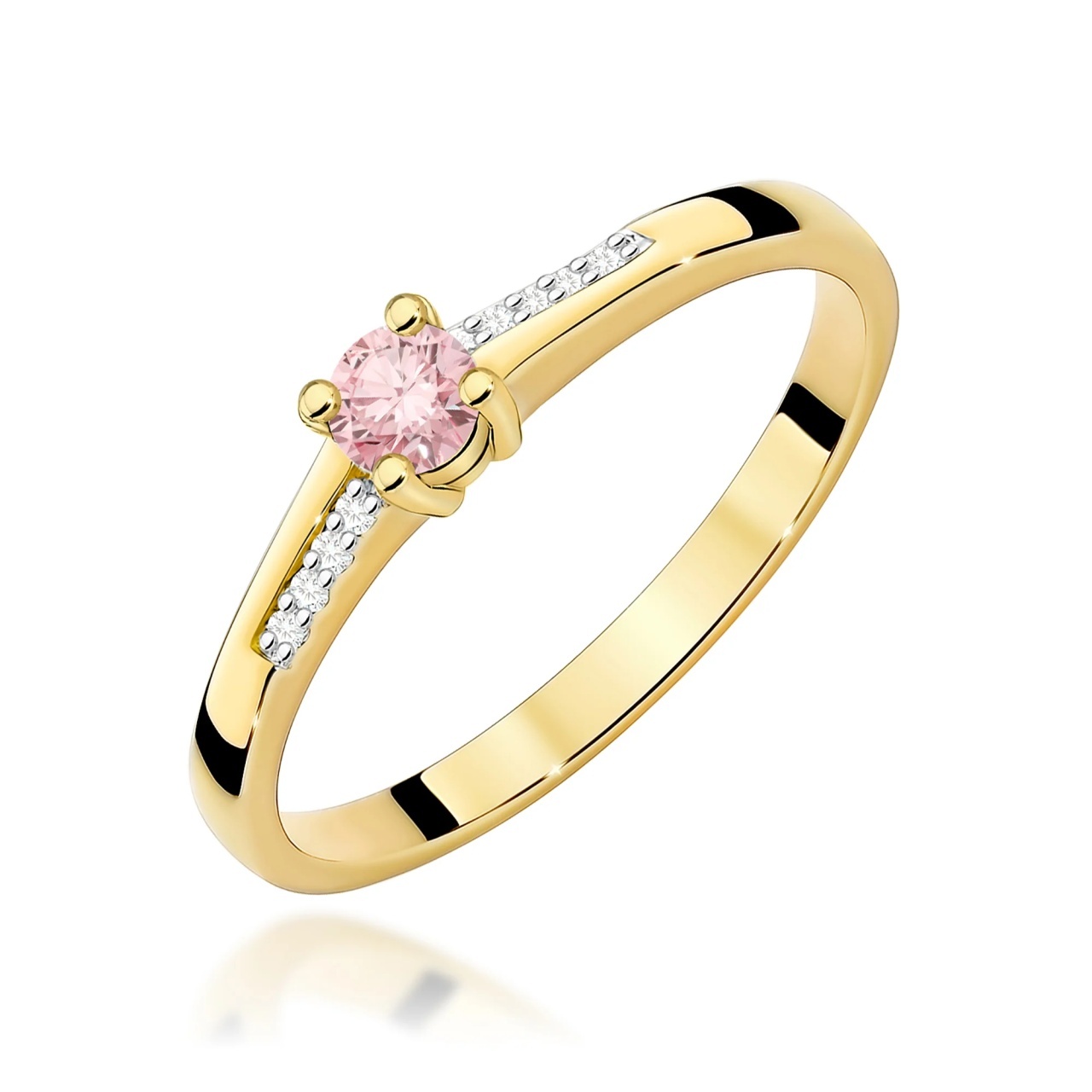 Inel Aur 14K cu Diamante Roz de Laborator 0.19 ct (Varianta: Galben)