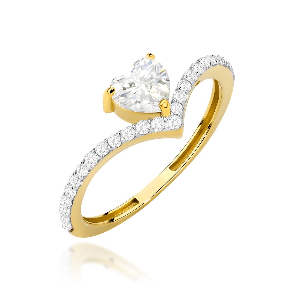 Inel Aur 14K Cu Inimă și Zirconii – Eleganță Atemporală (Greutate: 1.43, Măsură: 10)