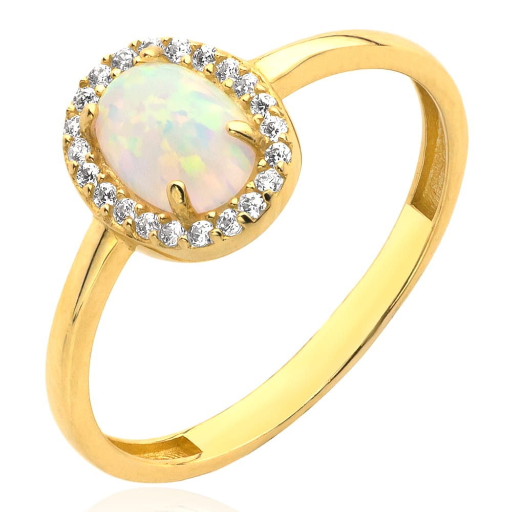 Inel Aur 14k cu Opal si Zirconii Albe (Greutate: 1.81, Măsură: 20)