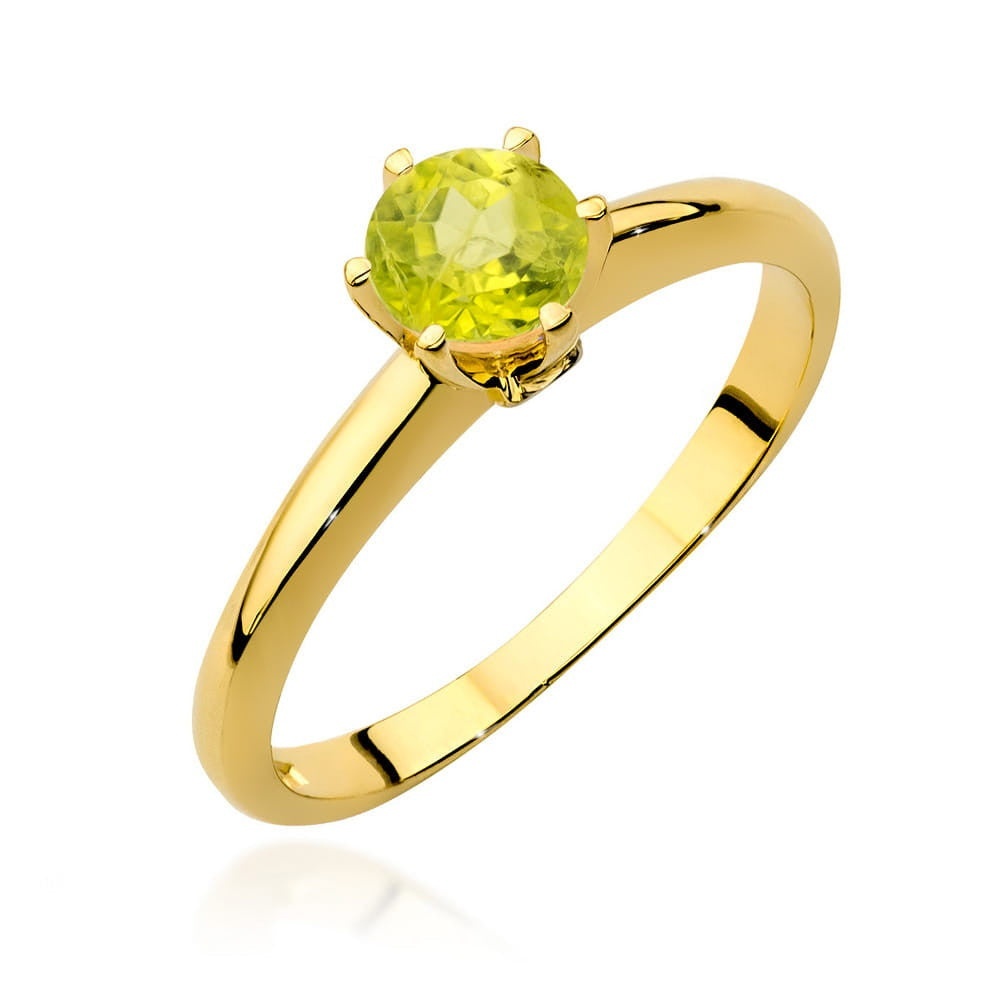Inel Aur 14K cu Peridot 0.60 ct si Diamante Naturale 0.04 ct (Varianta: Galben)