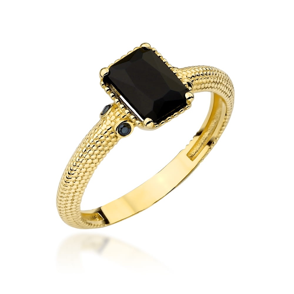 Inel Aur 14K cu Piatră Neagră și Design Ornamentat (Greutate: 3.50, Măsură: 11)