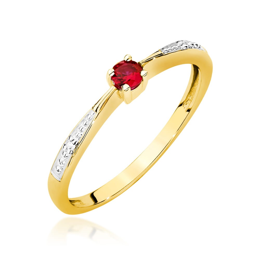 Inel Aur 14K cu Rubin 0.15 ct si Diamante Naturale 0.01 ct (Varianta: Galben)