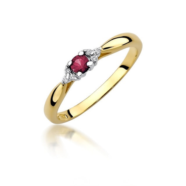 Inel Aur 14K cu Rubin 0.15 ct si Diamante Naturale 0.03 ct (Varianta: Galben)