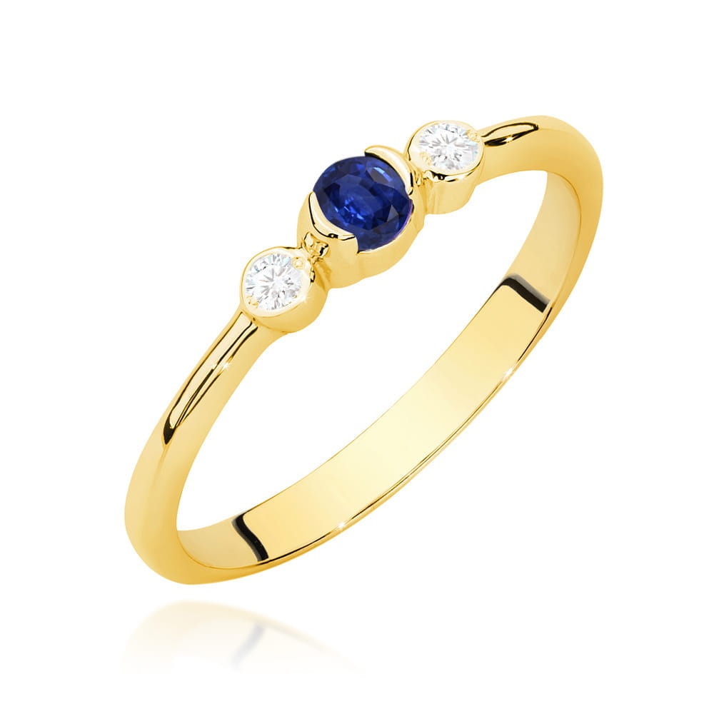 Inel Aur 14K cu Safir 0.15 ct si Diamante Naturale 0.06 ct (Varianta: Galben)