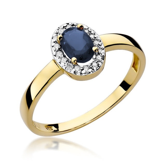 Inel Aur 14K cu Safir 0.70 ct si Diamante Naturale 0.08 ct (Varianta: Galben)