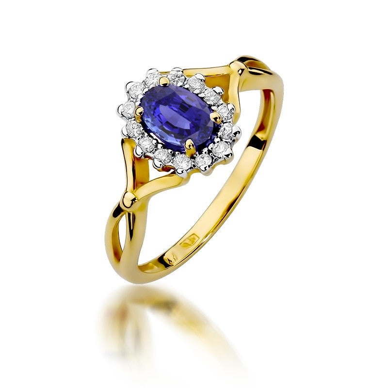 Inel Aur 14K cu Tanzanit 0.70 ct si Diamante Naturale 0.28 ct (Varianta: Galben)
