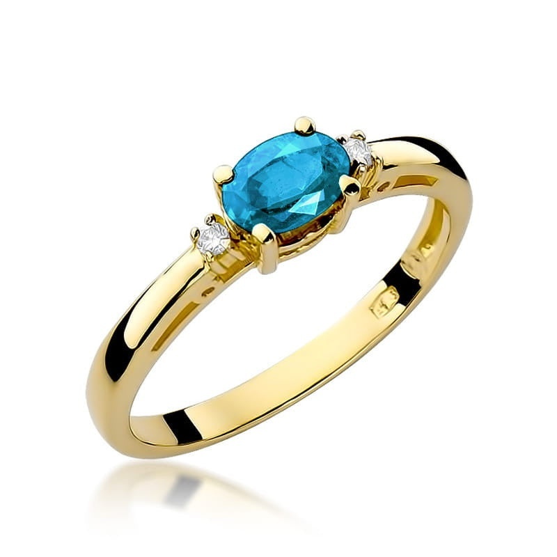 Inel Aur 14K cu Topaz Swiss 0.50 ct si Diamante Naturale 0.03 ct (Varianta: Galben)