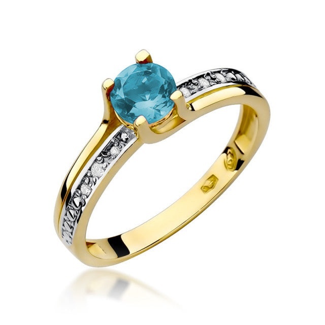 Inel Aur 14K cu Topaz Swiss 0.50 ct si Diamante Naturale 0.03 ct (Varianta: Galben)