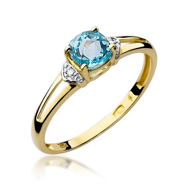 Inel Aur 14K cu Topaz Swiss 0.70 ct si Diamante Naturale 0.01 ct (Varianta: Galben)