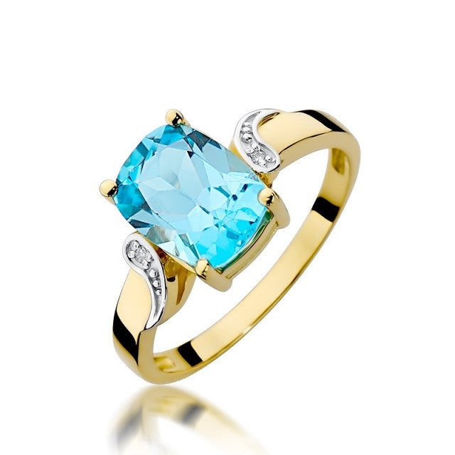 Inel Aur 14K cu Topaz Swiss 2.40 ct si Diamante Naturale 0.01 ct (Varianta: Galben)