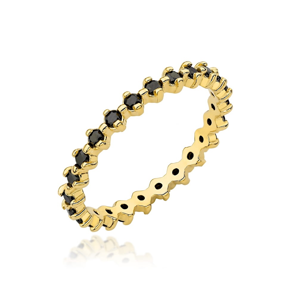 Inel Aur 14k cu Zirconii Negre Bilute (Greutate: 1.92, Măsură: 17)