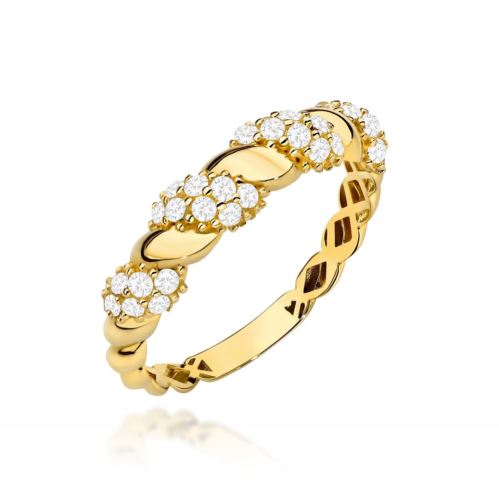 Inel Aur 14K Împletit cu Zirconii (Greutate: 1.39, Măsură: 18)