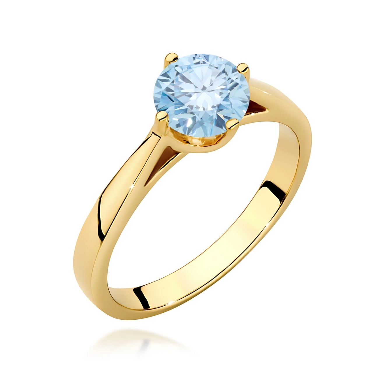 Inel Aur 9K cu Diamant Albastru de Laborator 1.00 ct (Varianta: Galben)