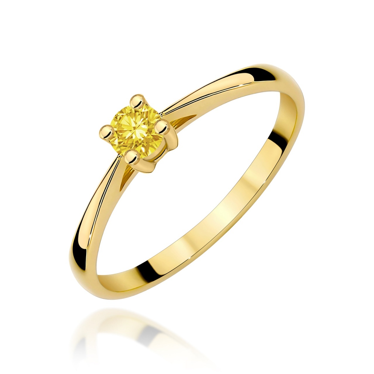Inel Aur 9K cu Diamant de Laborator 0.15 ct (Varianta: Galben)