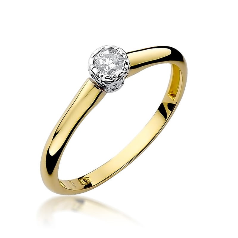 Inel Aur 9K cu Diamant Natural 0.13 ct (Varianta: Galben)