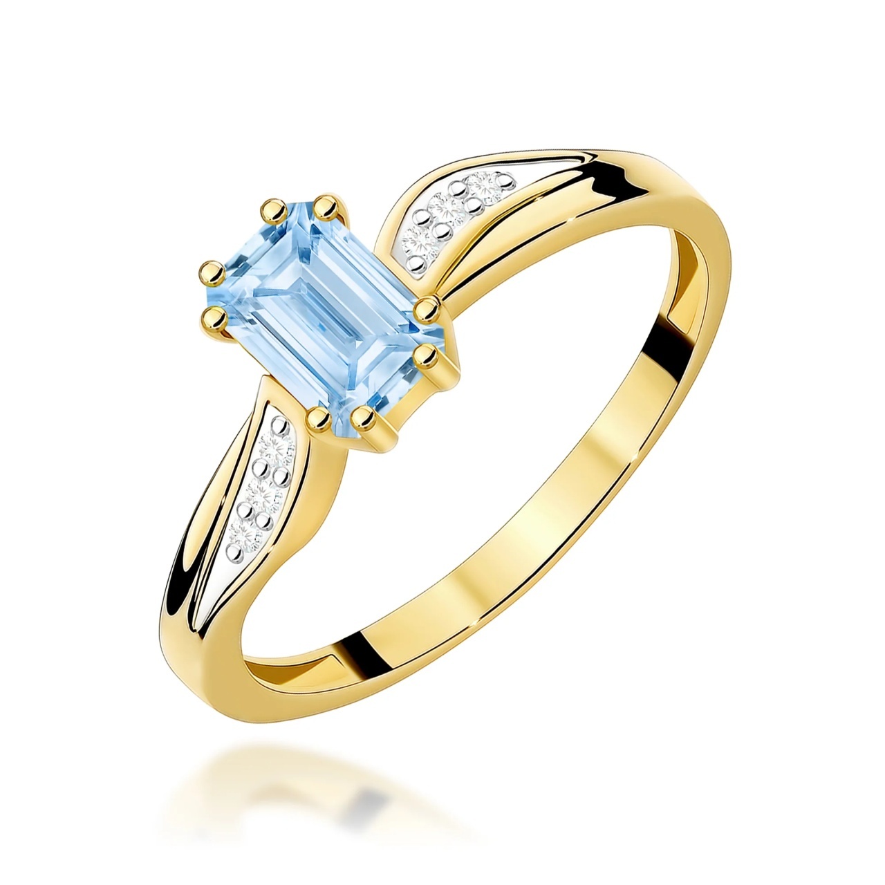 Inel Aur 9K cu Diamante Albastre de Laborator 0.53 ct (Varianta: Galben)