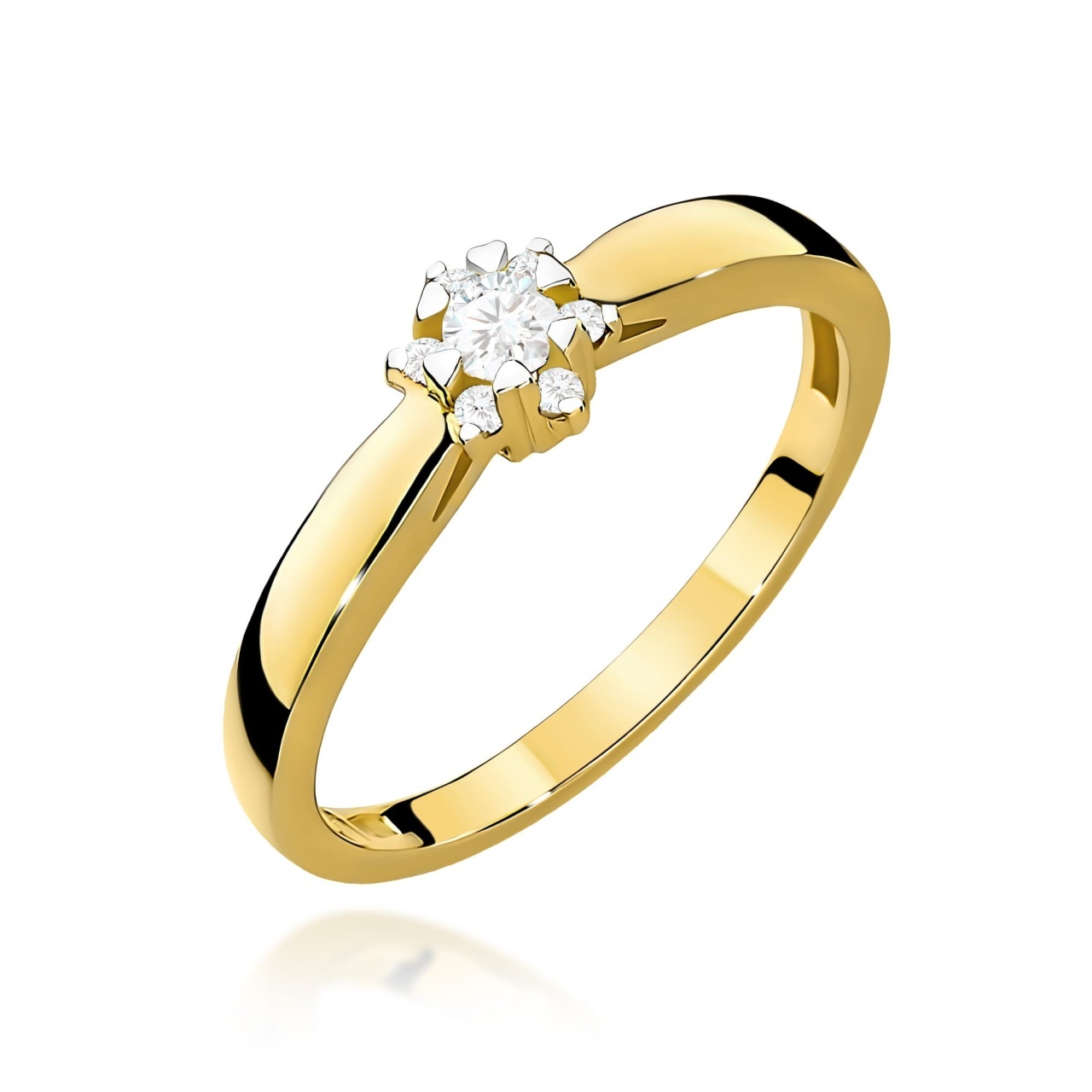 Inel Aur 9K cu Diamante de Laborator 0.15 ct (Varianta: Galben)