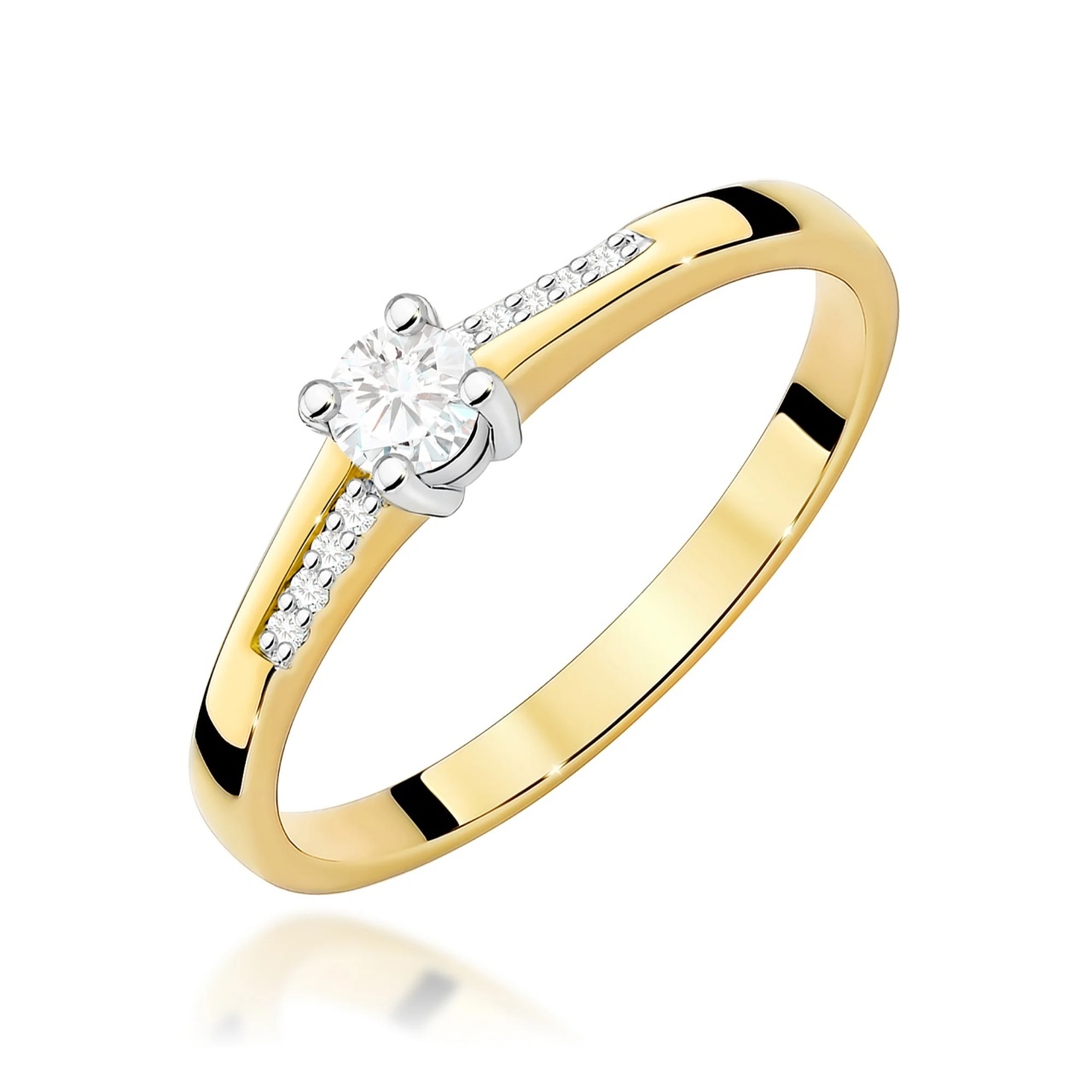 Inel Aur 9K cu Diamante de Laborator 0.19 ct (Varianta: Galben)