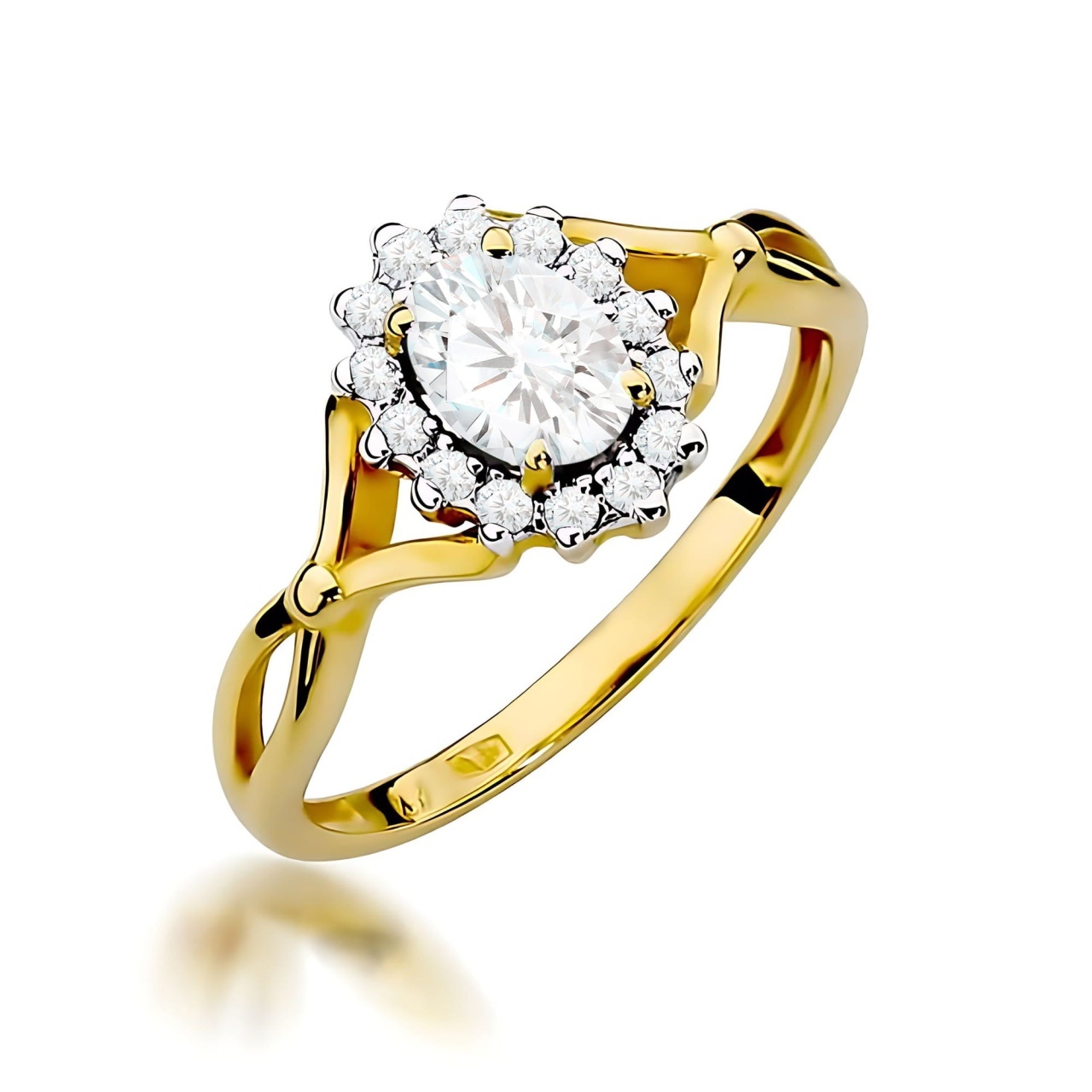 Inel Aur 9K cu Diamante de Laborator 0.52 ct (Varianta: Galben)