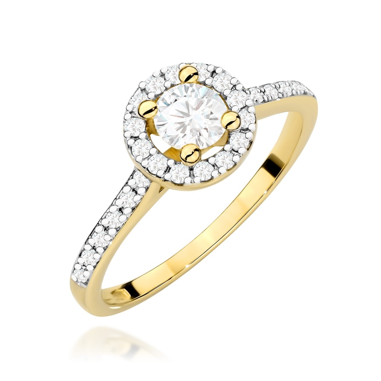 Inel Aur 9K cu Diamante de Laborator 0.52 ct (Varianta: Galben)