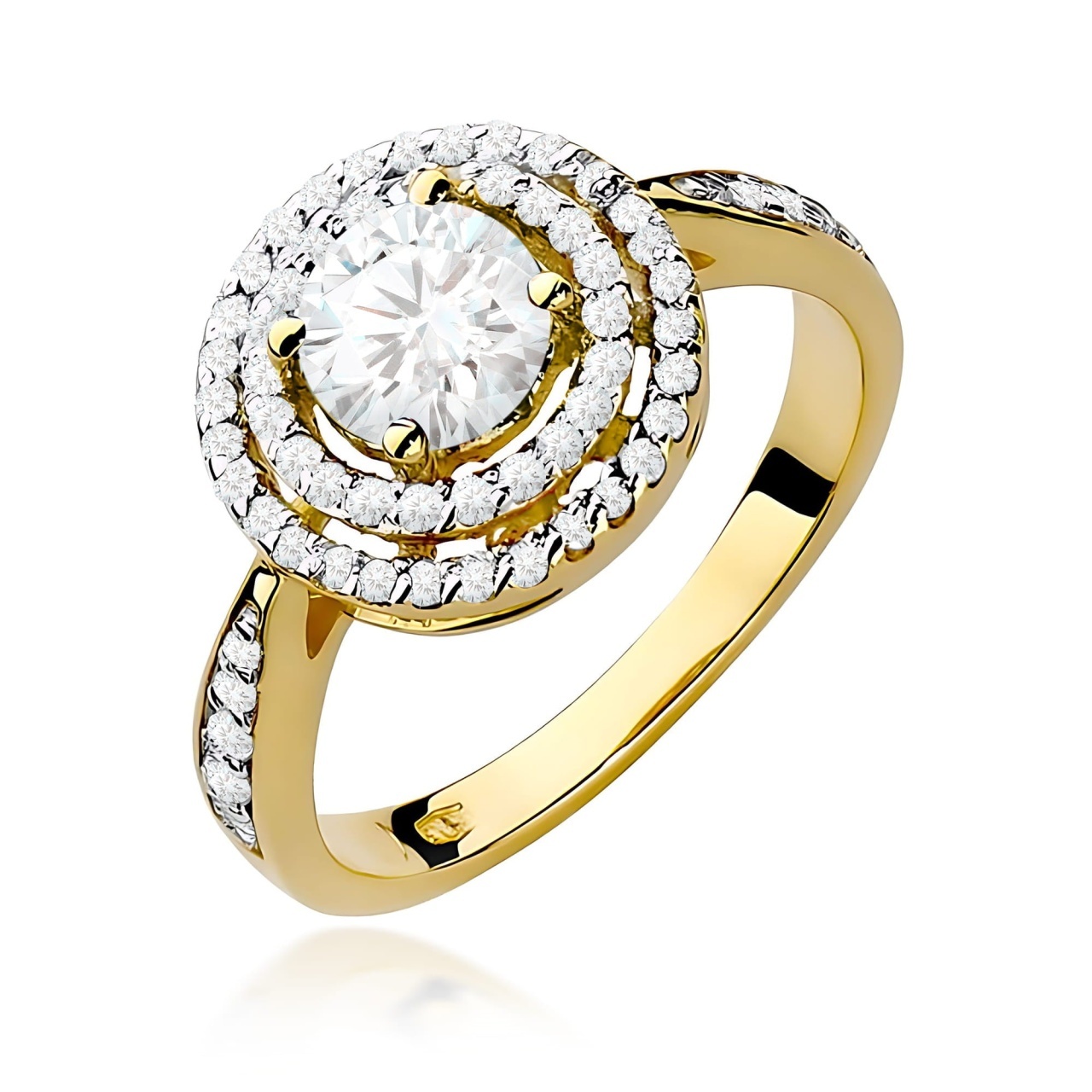 Inel Aur 9K cu Diamante de Laborator 1.12 ct (Varianta: Galben)