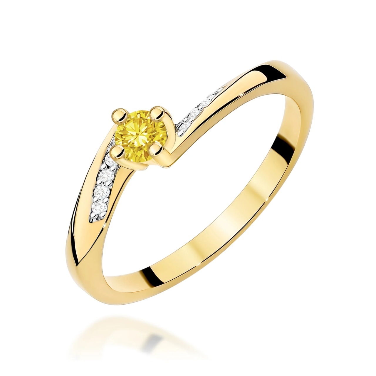 Inel Aur 9K cu Diamante Galbene de Laborator 0.19 ct (Varianta: Galben)