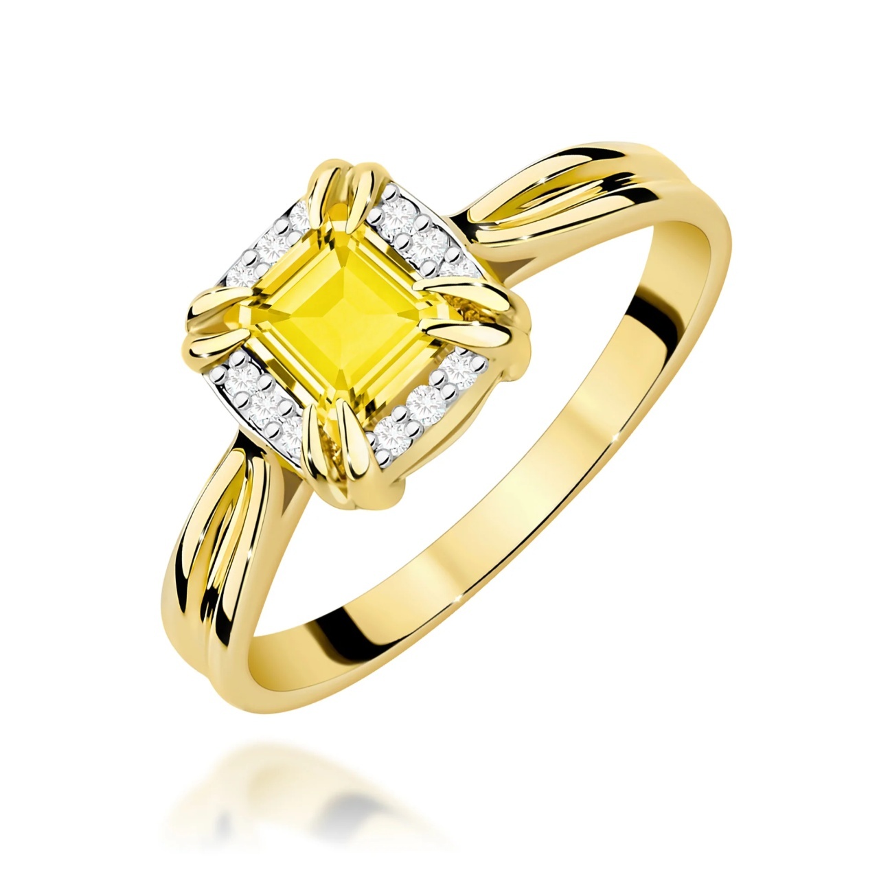 Inel Aur 9K cu Diamante Galbene de Laborator 0.56 ct (Varianta: Galben)