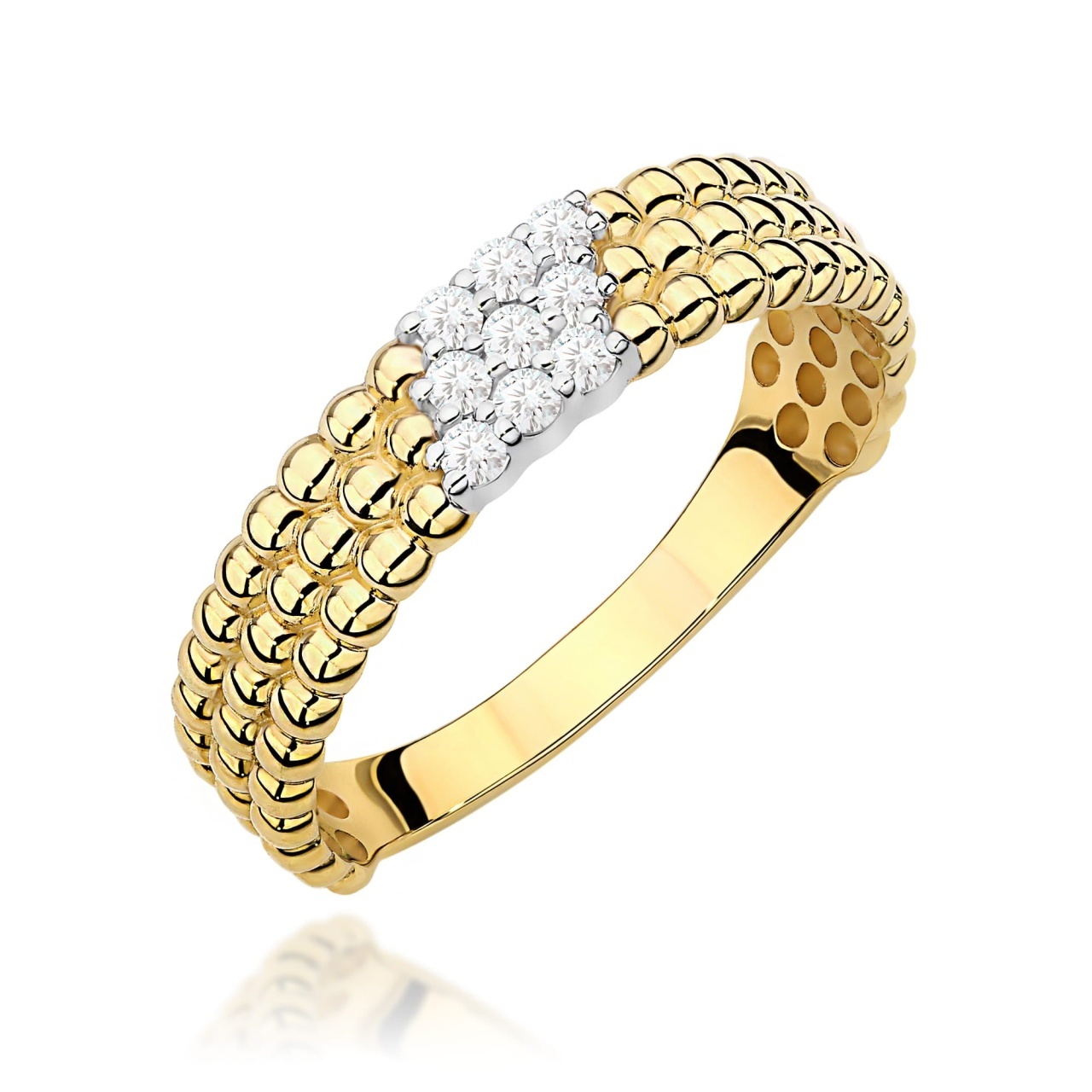 Inel Aur 9K cu Diamante Naturale 0.13 ct (Varianta: Galben)