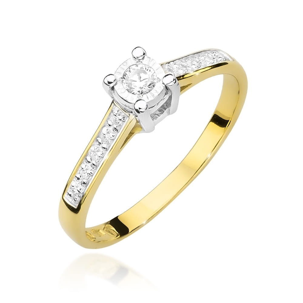 Inel Aur 9K cu Diamante Naturale 0.13 ct (Varianta: Galben)