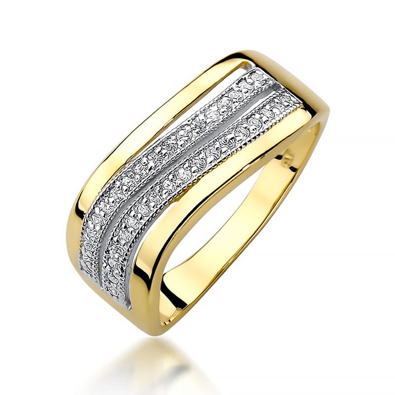 Inel Aur 9K cu Diamante Naturale 0.18 ct (Varianta: Galben)