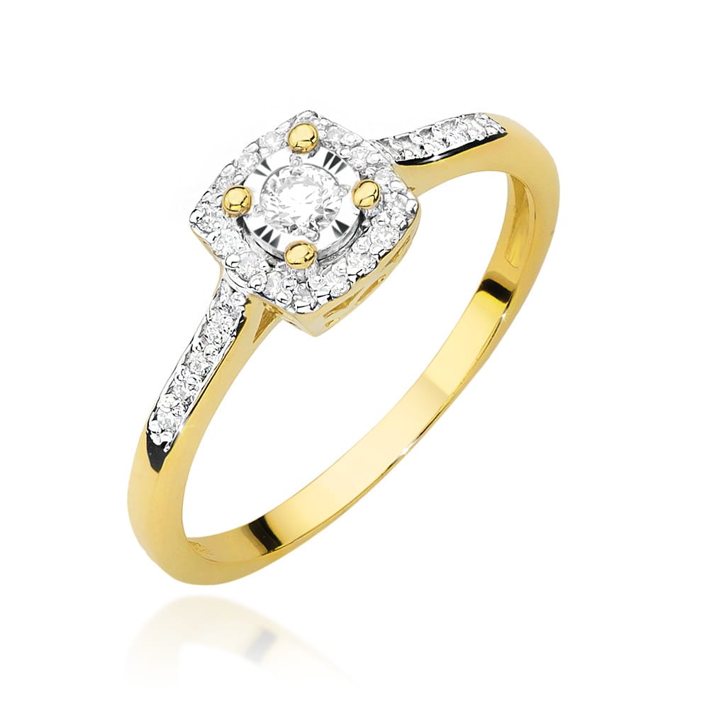 Inel Aur 9K cu Diamante Naturale 0.21 ct (Varianta: Galben)