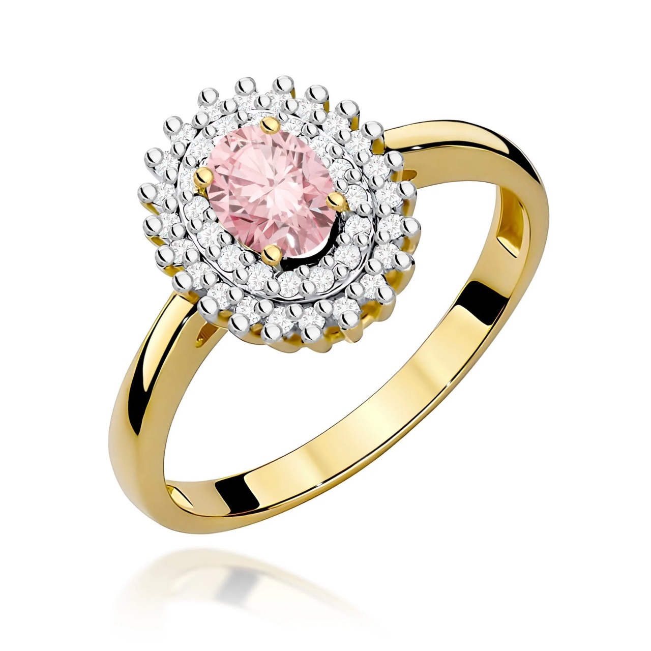 Inel Aur 9K cu Diamante Roz de Laborator 0.70 ct (Varianta: Galben)