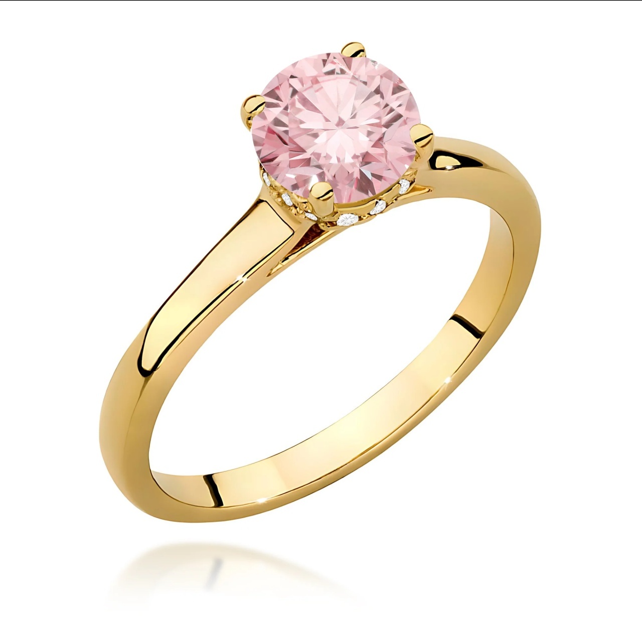 Inel Aur 9K cu Diamante Roz de Laborator 1.07 ct (Varianta: Galben)