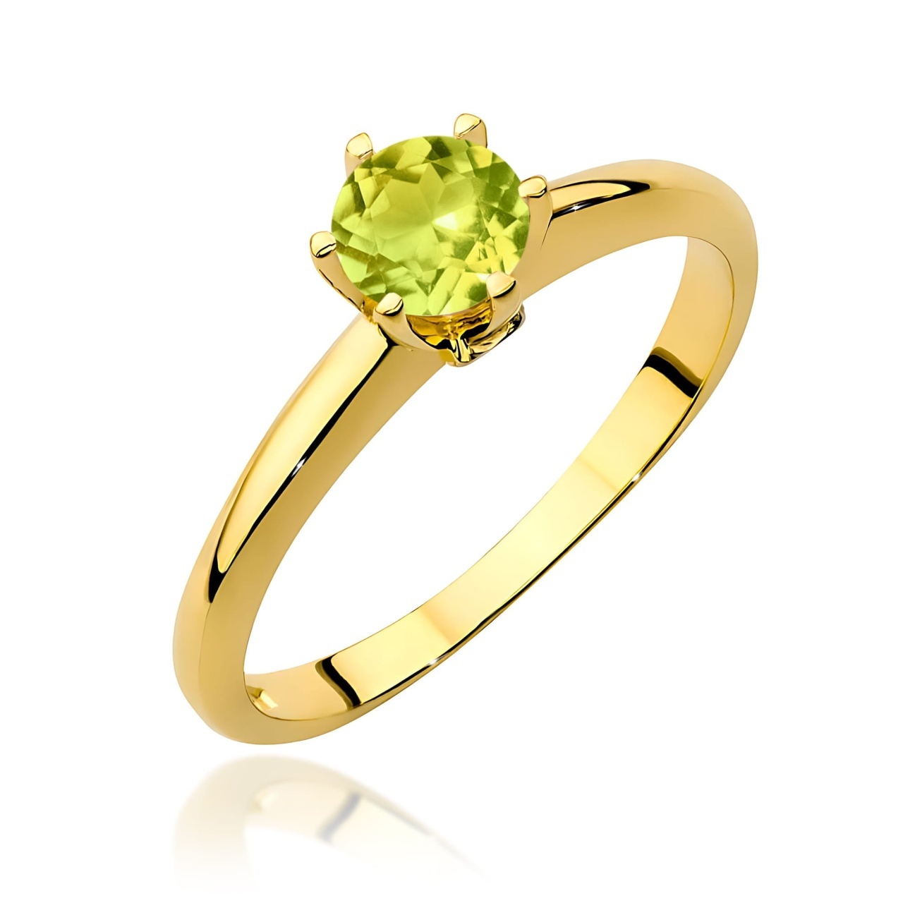 Inel Aur 9K cu Peridot 0.60 ct si Diamante Naturale 0.04 ct (Varianta: Galben)