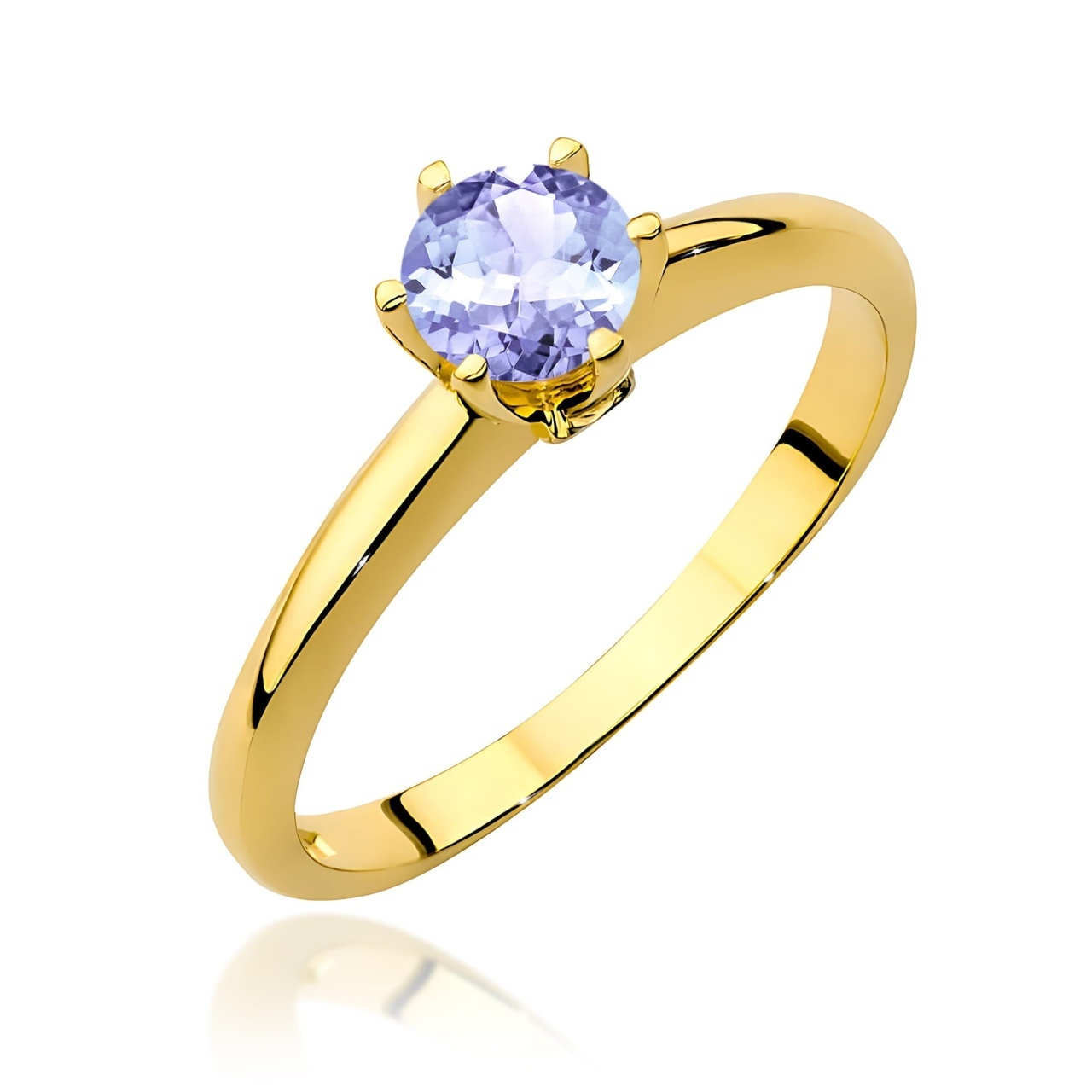 Inel Aur 9K cu Tanzanit 0.50 ct si Diamante Naturale 0.04 ct (Varianta: Galben)